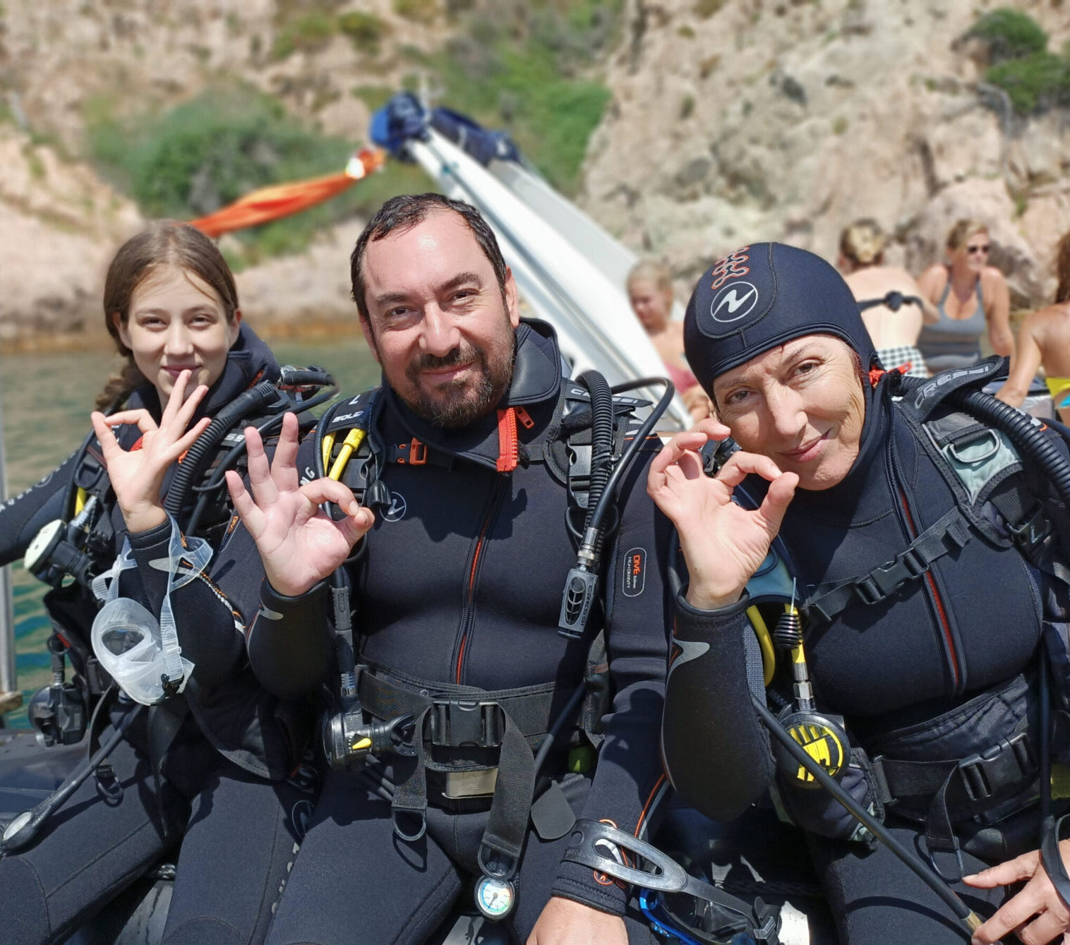 Familia bautizo submarino costa brava